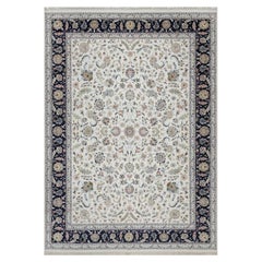 8
9"x12
2" Ivory Wool 
Silk Nain with All Over Design Hand Knotted Oriental Rug