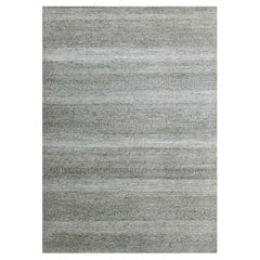 8'9"x12'3" Pastel Gray Modern Grass Design Hand Knotted Wool and Silk Rug