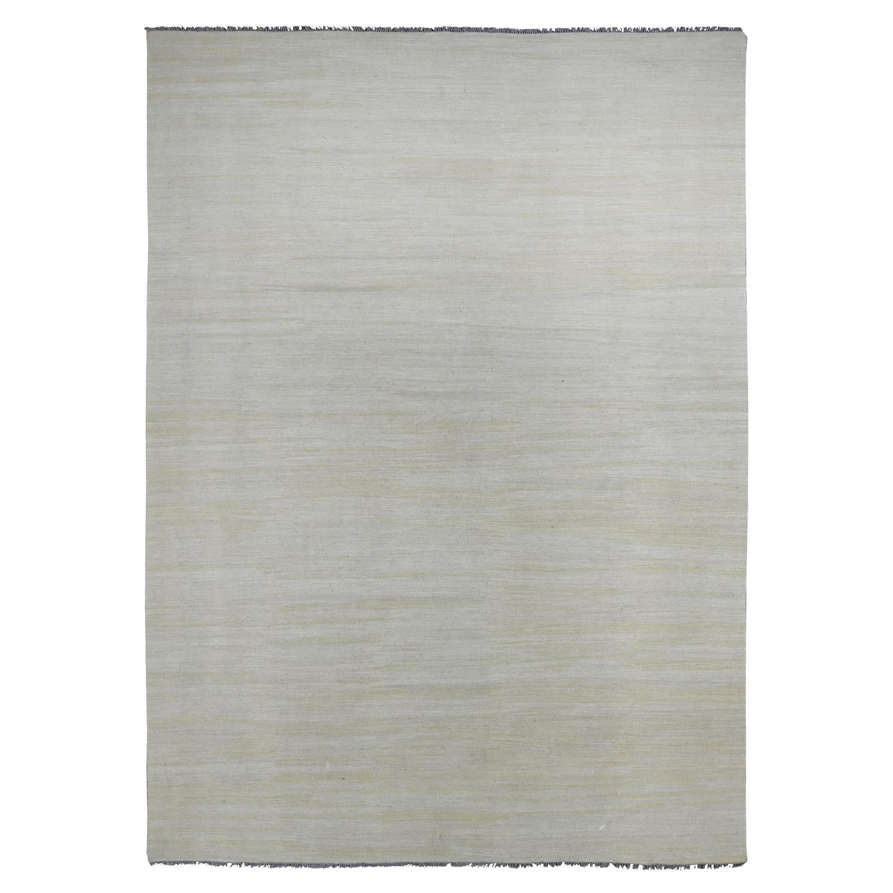 8
9 "x12
4" Beige Flachgewebe solide Design Afghan Kilim reine Wolle Orientteppich