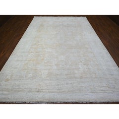 8'9"x12'5" Apricot Orange Faded Out Afghan Angora Oushak Shiny Wool Oriental Rug
