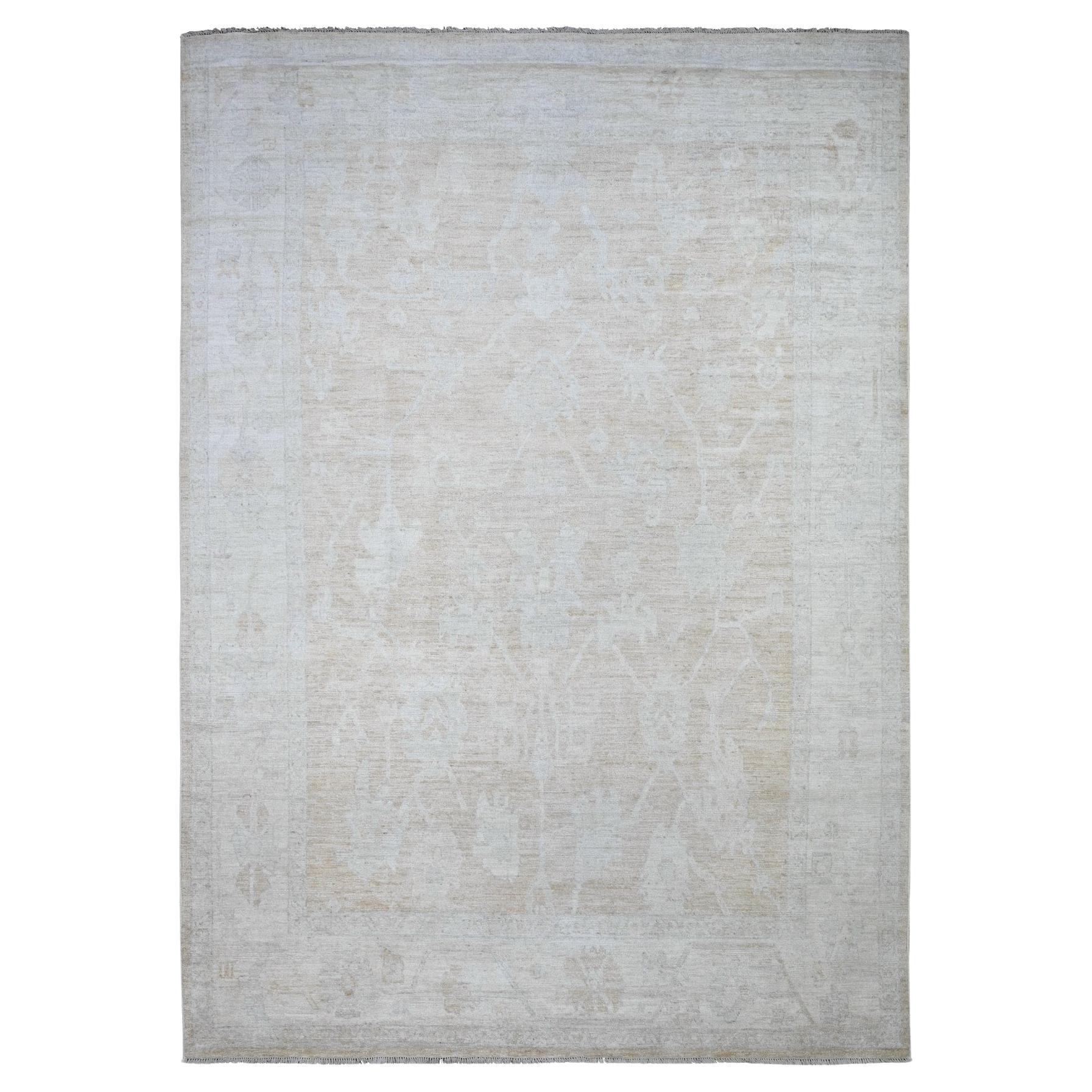 8'9 "x12'5" Arancione Albicocca Sbiadito Tappeto Orientale Afgano Angora Oushak Lana Lucida