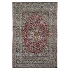 8'9"x12'6" Red, Antique Farsian Khorasan, Hand Knotted, Pure Wool Rug