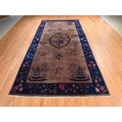 8'9"x17'3" Brown Antique Chinese Nichols Art Deco Wool Hand Knotted Oriental Rug