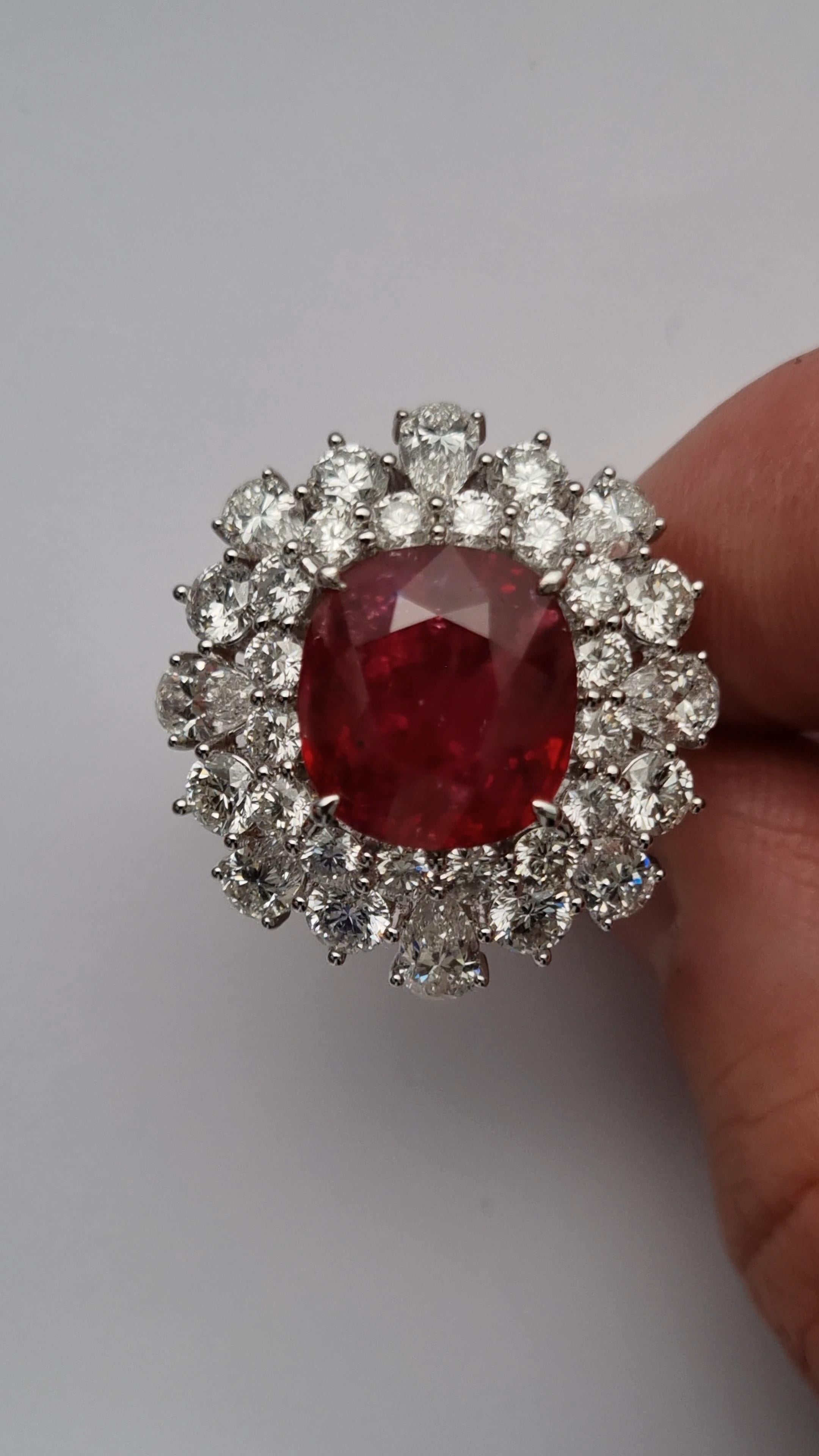 8ct Burmese Ruby & Diamond Ring For Sale 1