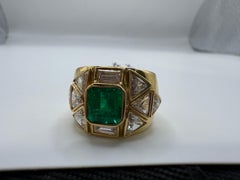 Anello con diamante e smeraldo 8ct in oro giallo 18KT