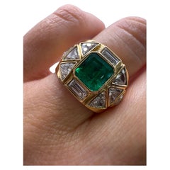 Bague 8ct diamant et émeraude or jaune 18KT