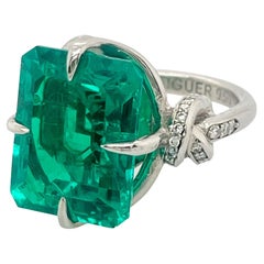 Bague à noeud Forget Me Emerald 8ct en platine et diamants Solitaire