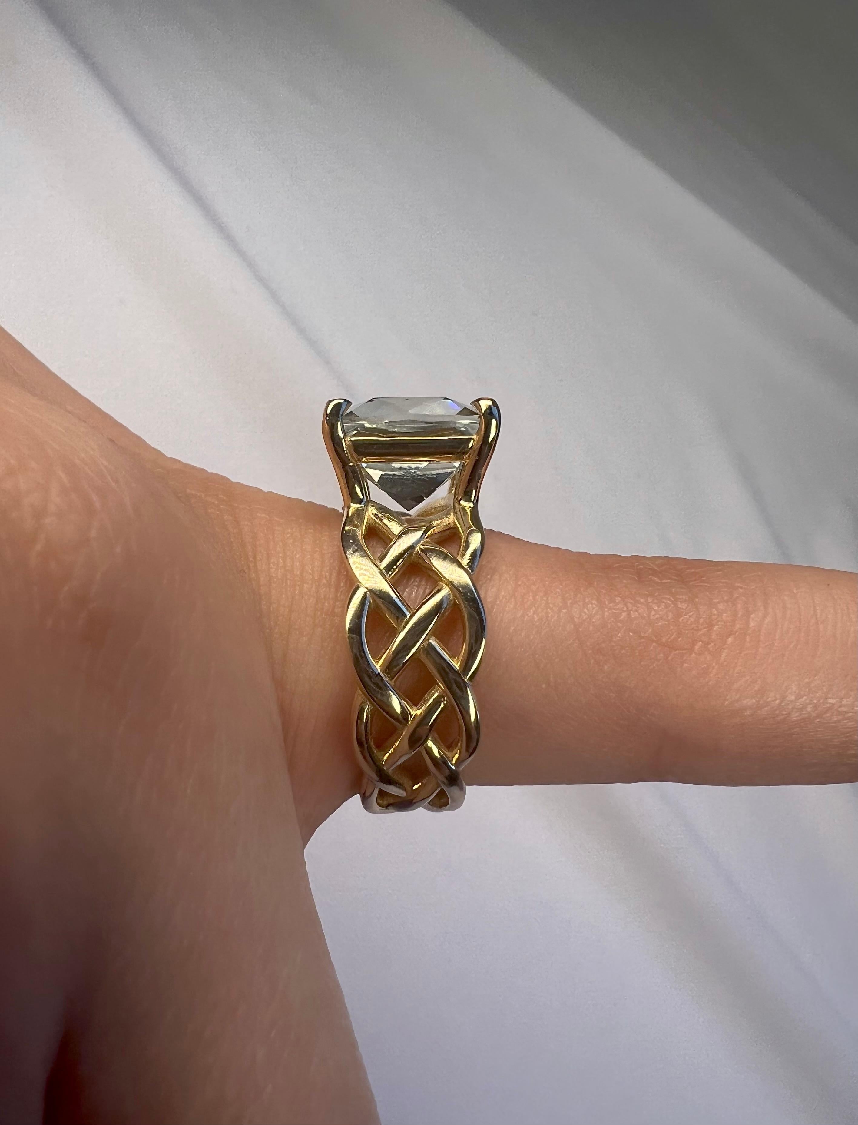 Women's 8ct Green Amethyst Ring - 14k Gold, New Handmade