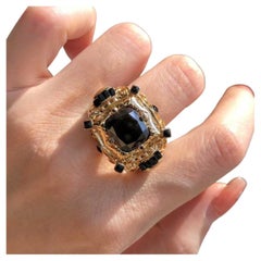 8CT Natural Black Diamond Men's Ring GIA Certified  Custom Unique Design