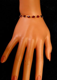 8ct natürlichen Granat Hof Station Armband 14kt
