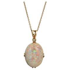 8ct Natural Opal Necklace Antique Victorian 15k Yellow Gold Vintage Jewelry