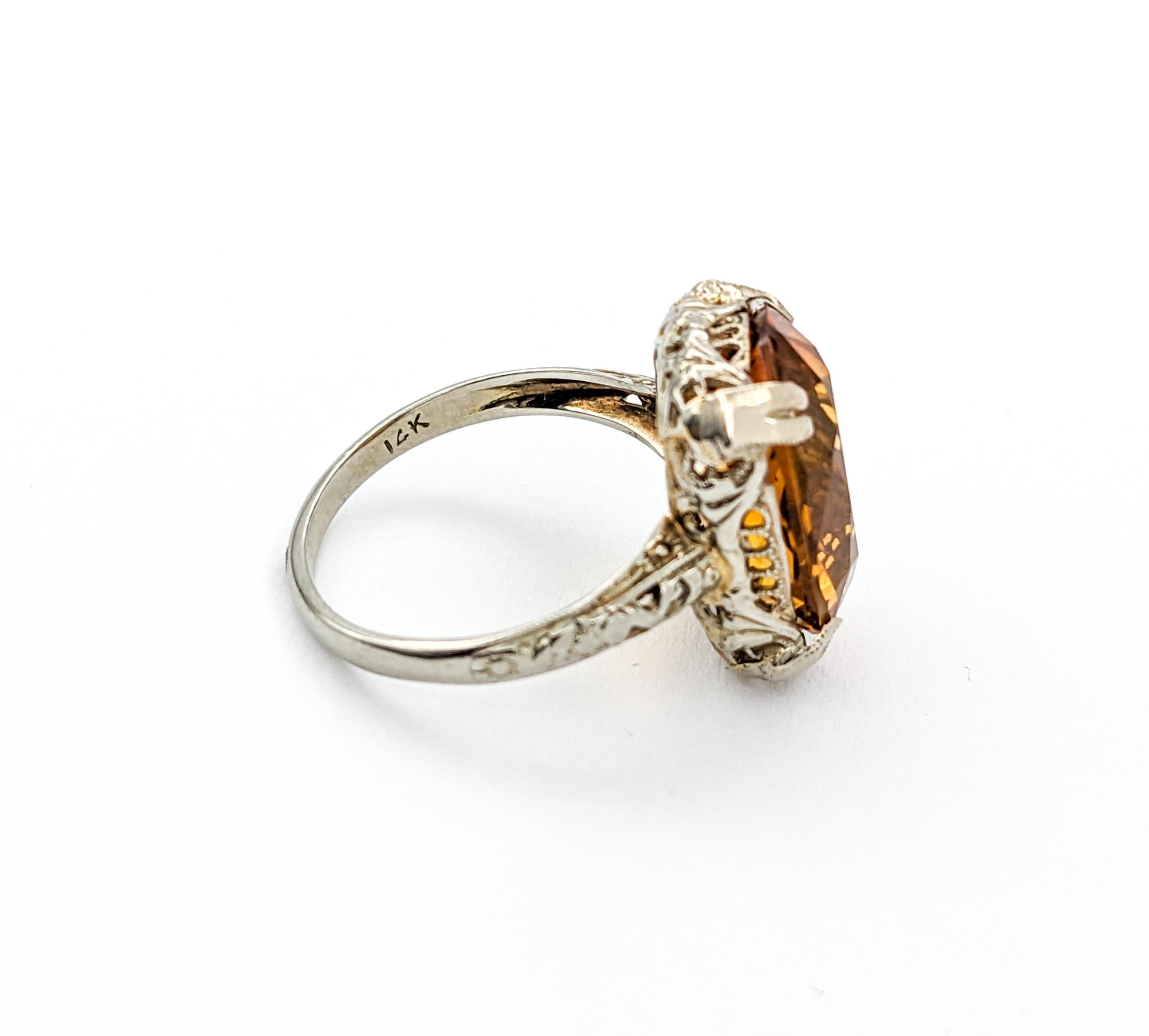 8ct Oval Citrine Filigree Ring In White Gold For Sale 4