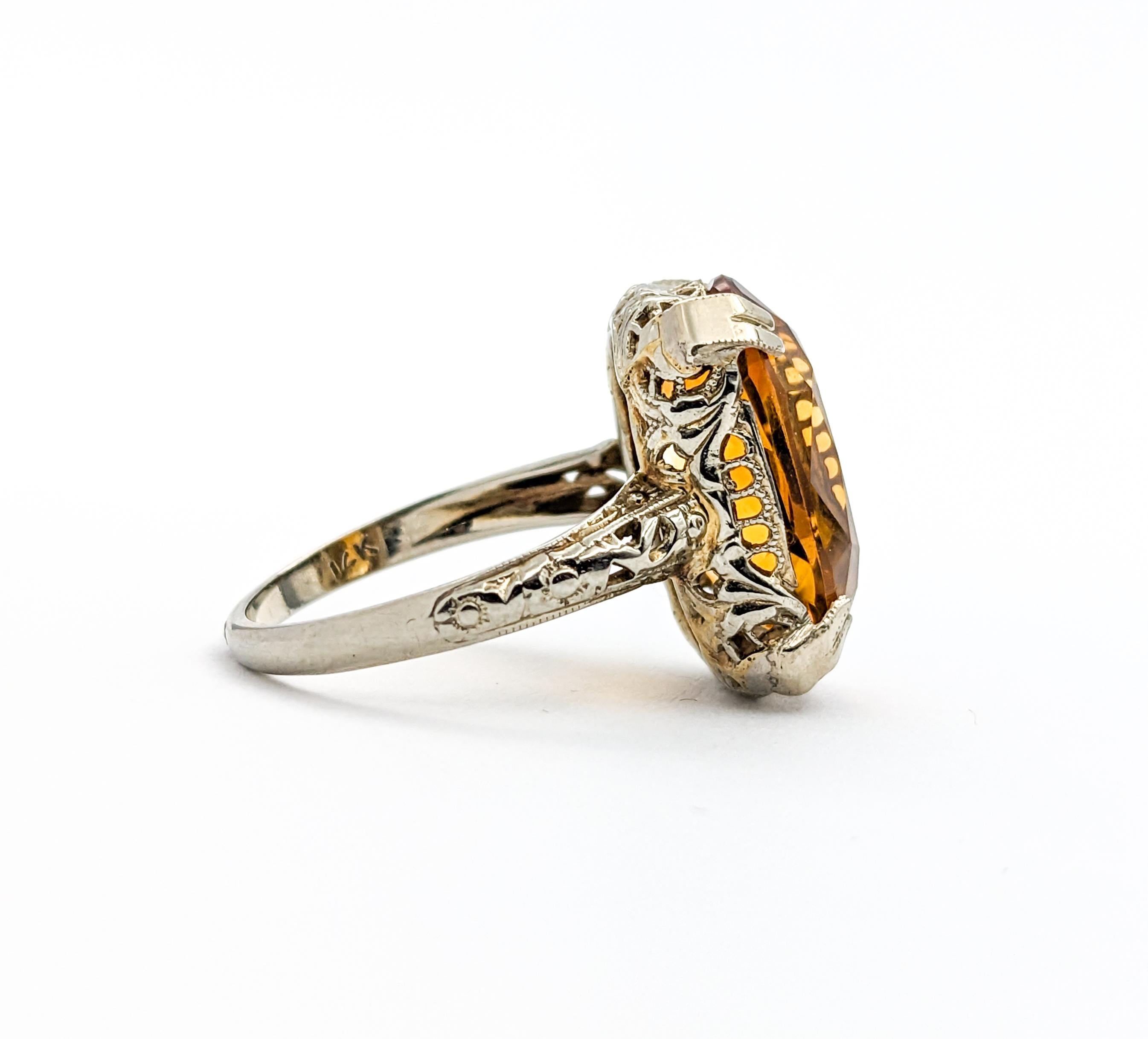 8ct Oval Citrine Filigree Ring In White Gold For Sale 5