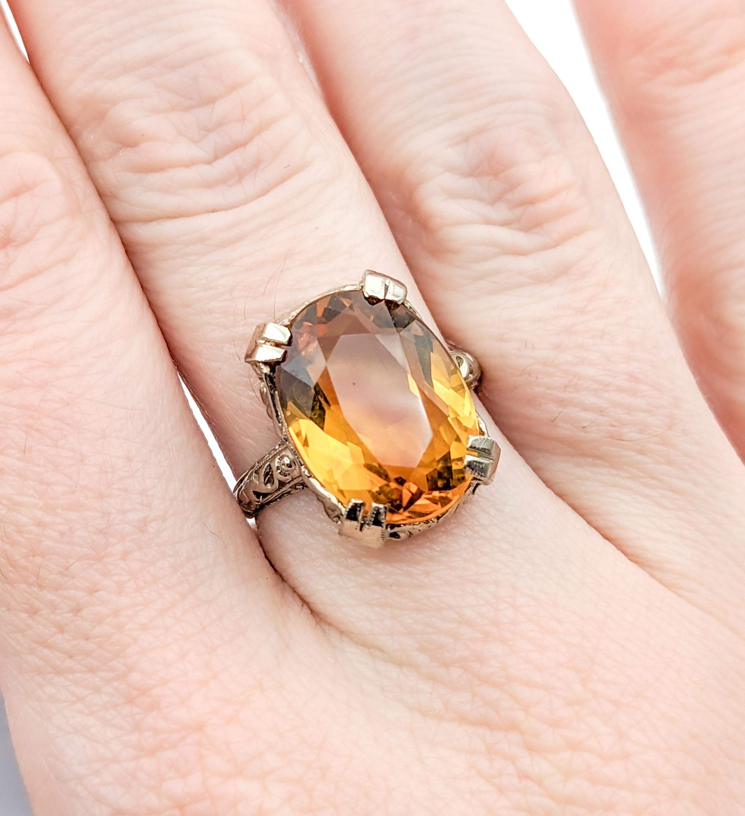 8ct Oval Citrine Filigree Ring In White Gold For Sale 1
