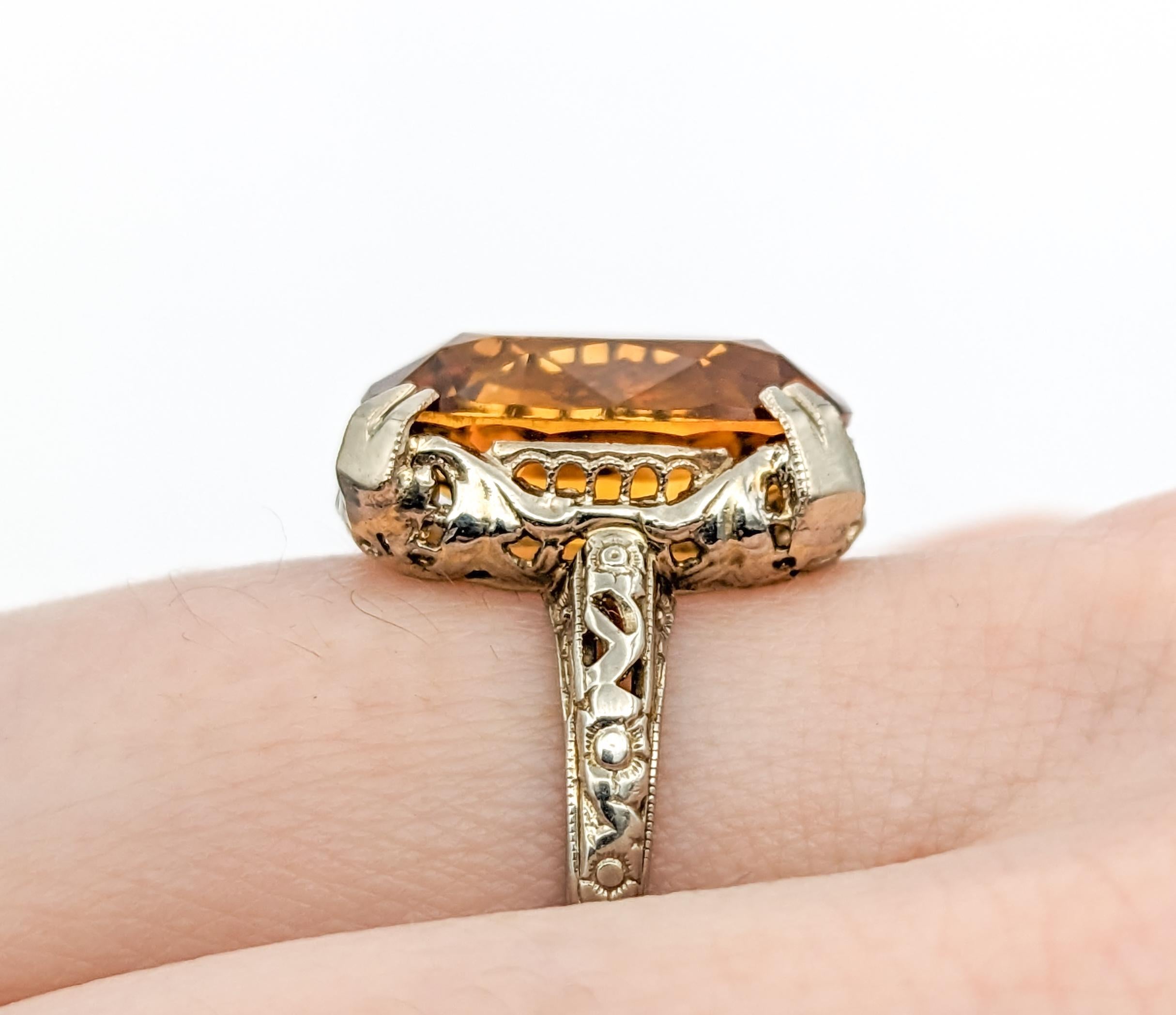 8ct Oval Citrine Filigree Ring In White Gold For Sale 2