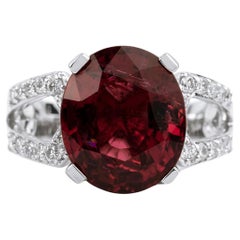 IGI-zertifiziert 8ct Oval-Cut Rubellit Turmalin 
Diamant-Cocktail-Ring 18K Gold