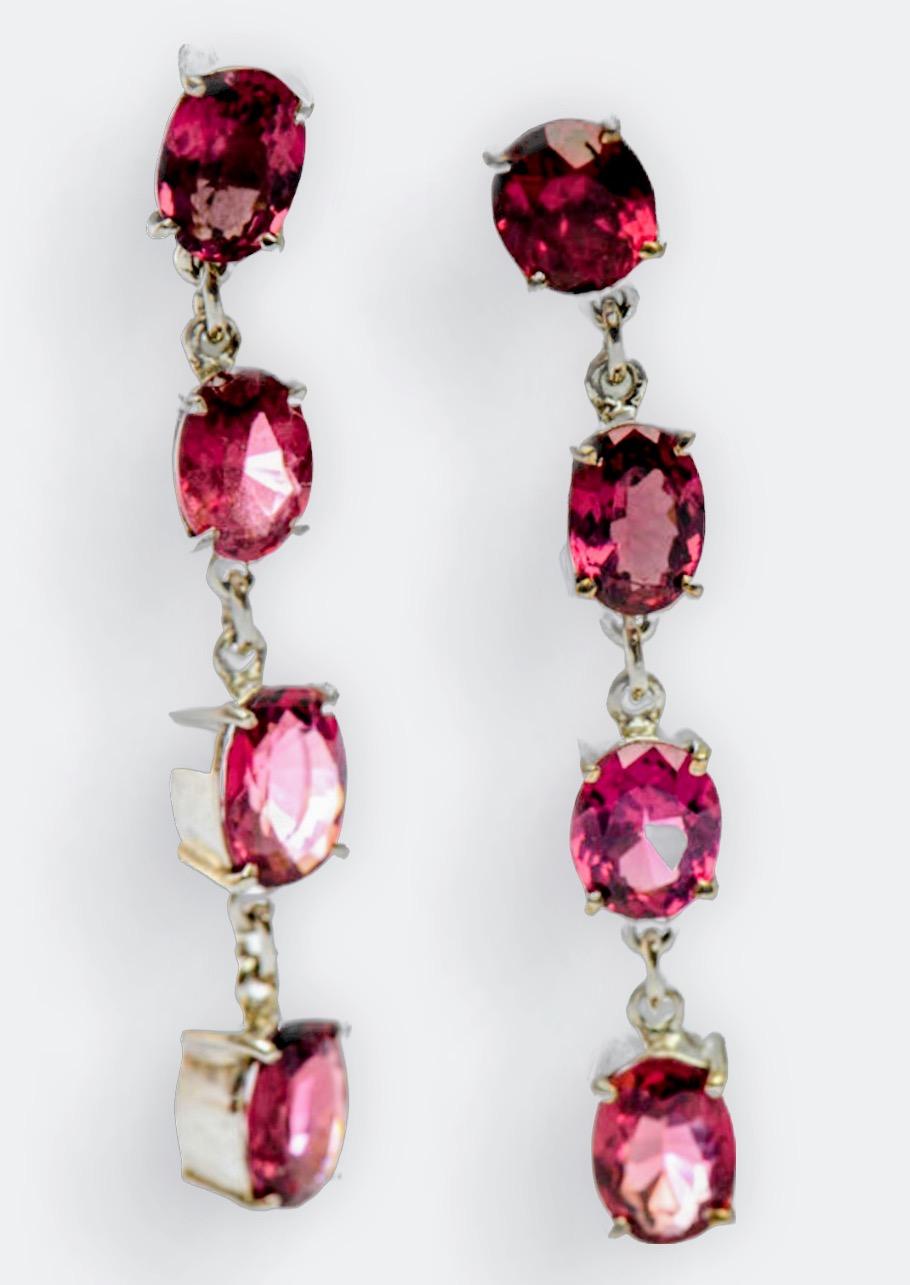 8ct Oval Natural Red Garnet Pin Dangle Earrings For Sale 2