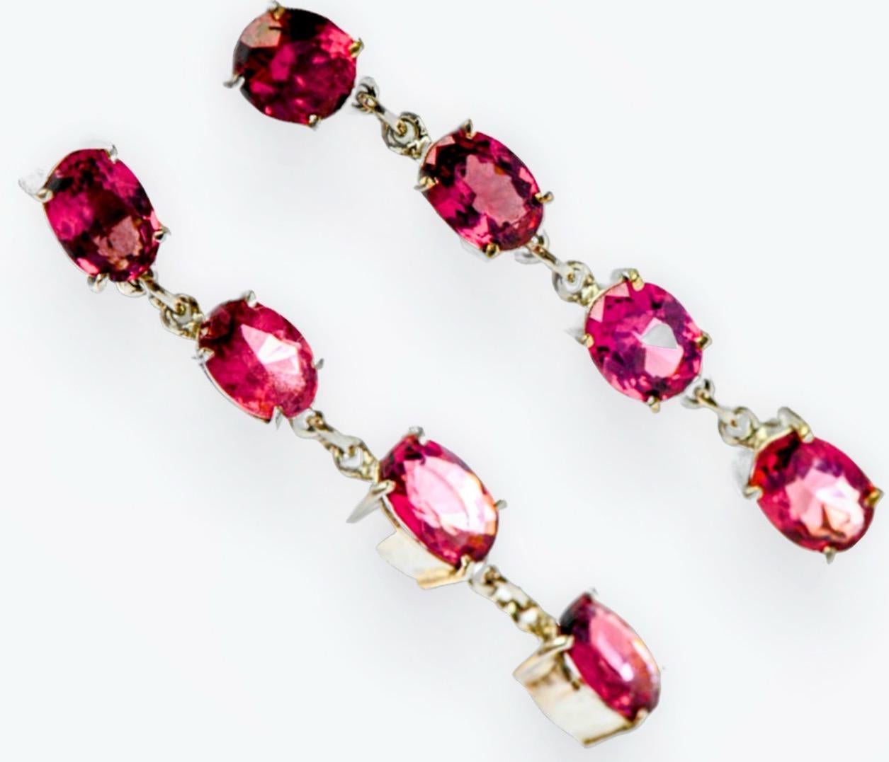 8ct Oval Natural Red Garnet Pin Dangle Earrings For Sale 1