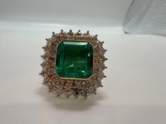 8ct RARE emerald diamond ring cocktail ring 18KT gold