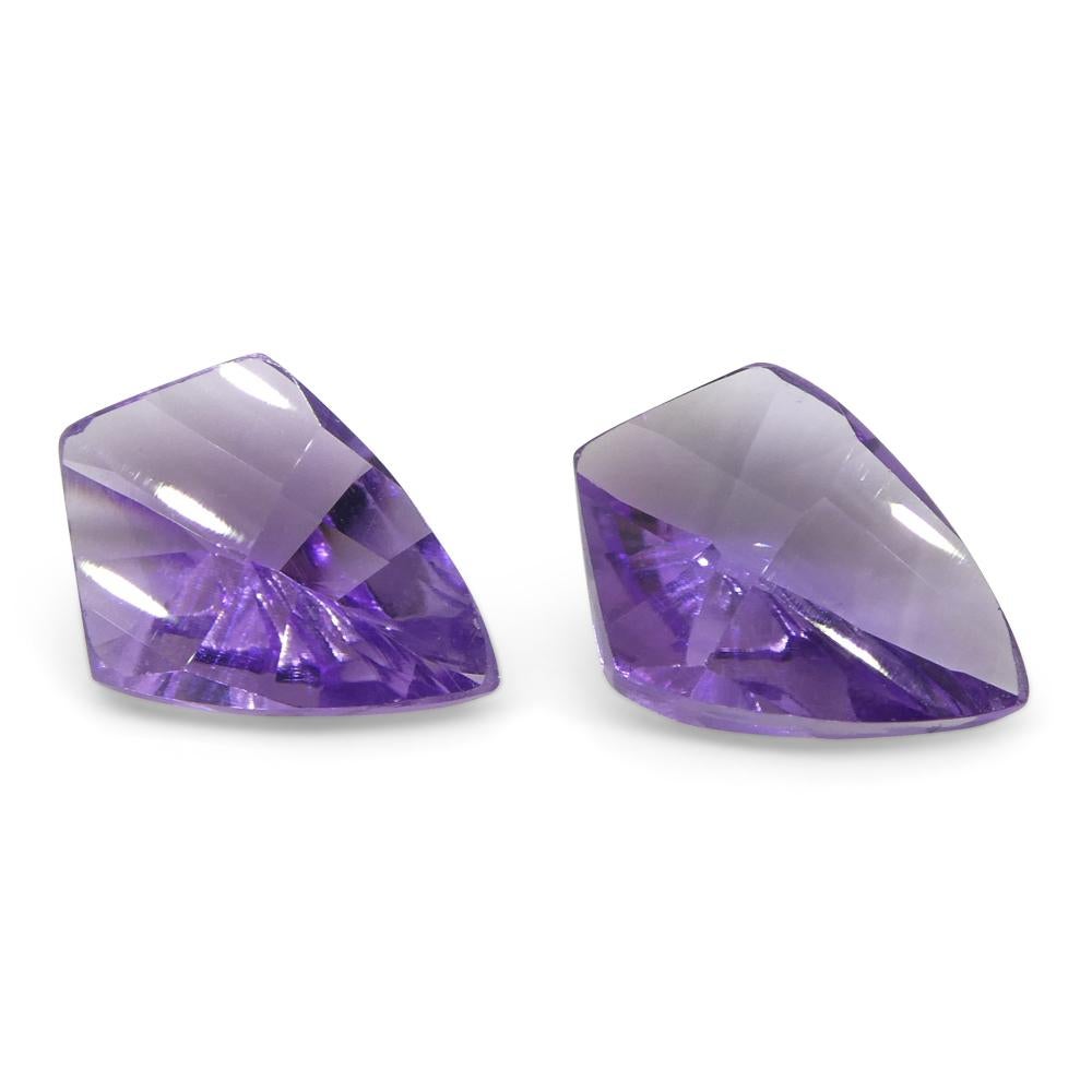 8 Karat Schild Amethyst 'Eleanor' Fantasie/Fancy Cut Set im Angebot 3