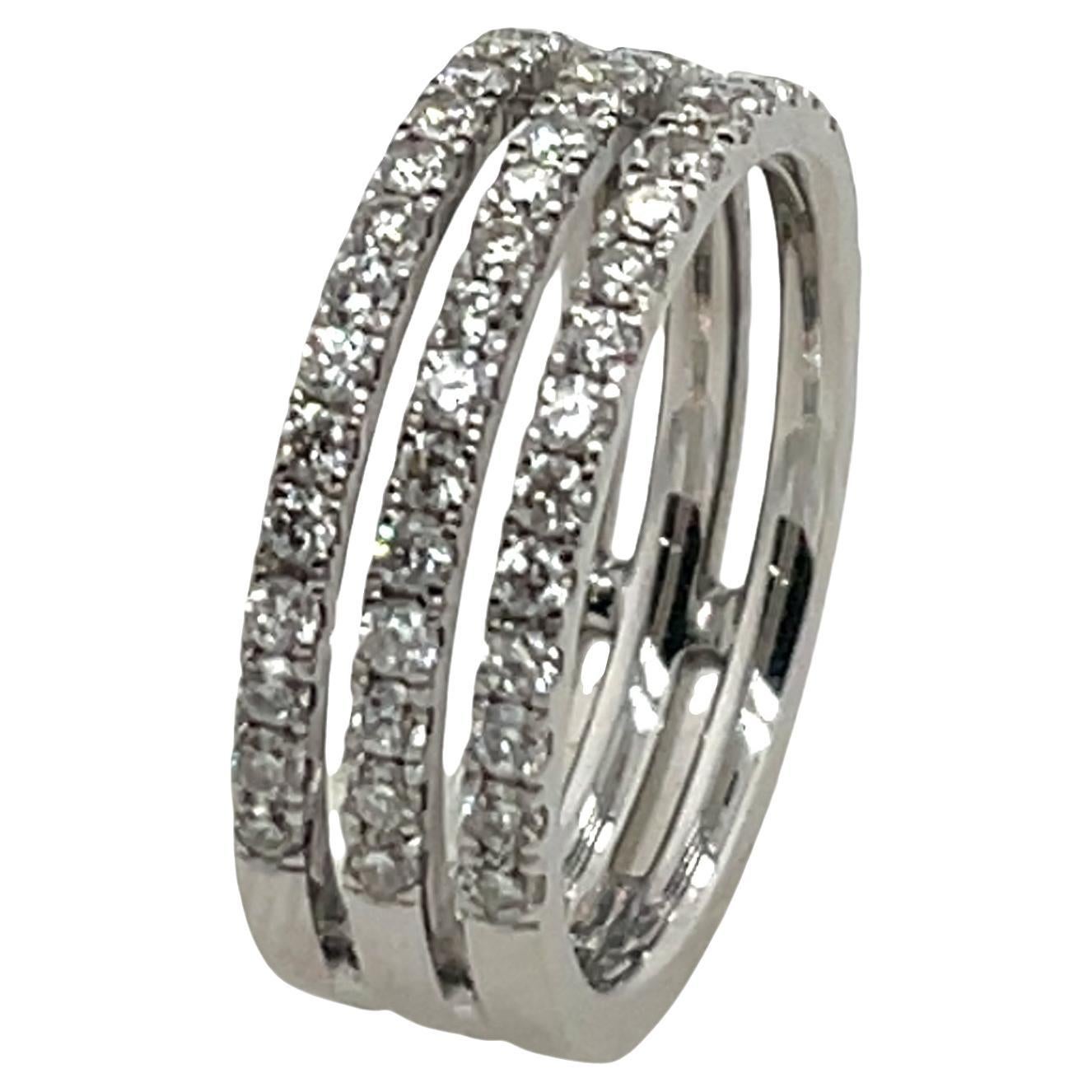 8ct Weißgold 3-Band Diamantring - 1.20ct Total