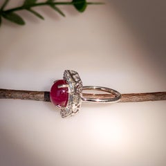 8cts Star Ruby Ring with Natural Diamond Accents: Solid 14K Gold, Oval 12x10mm