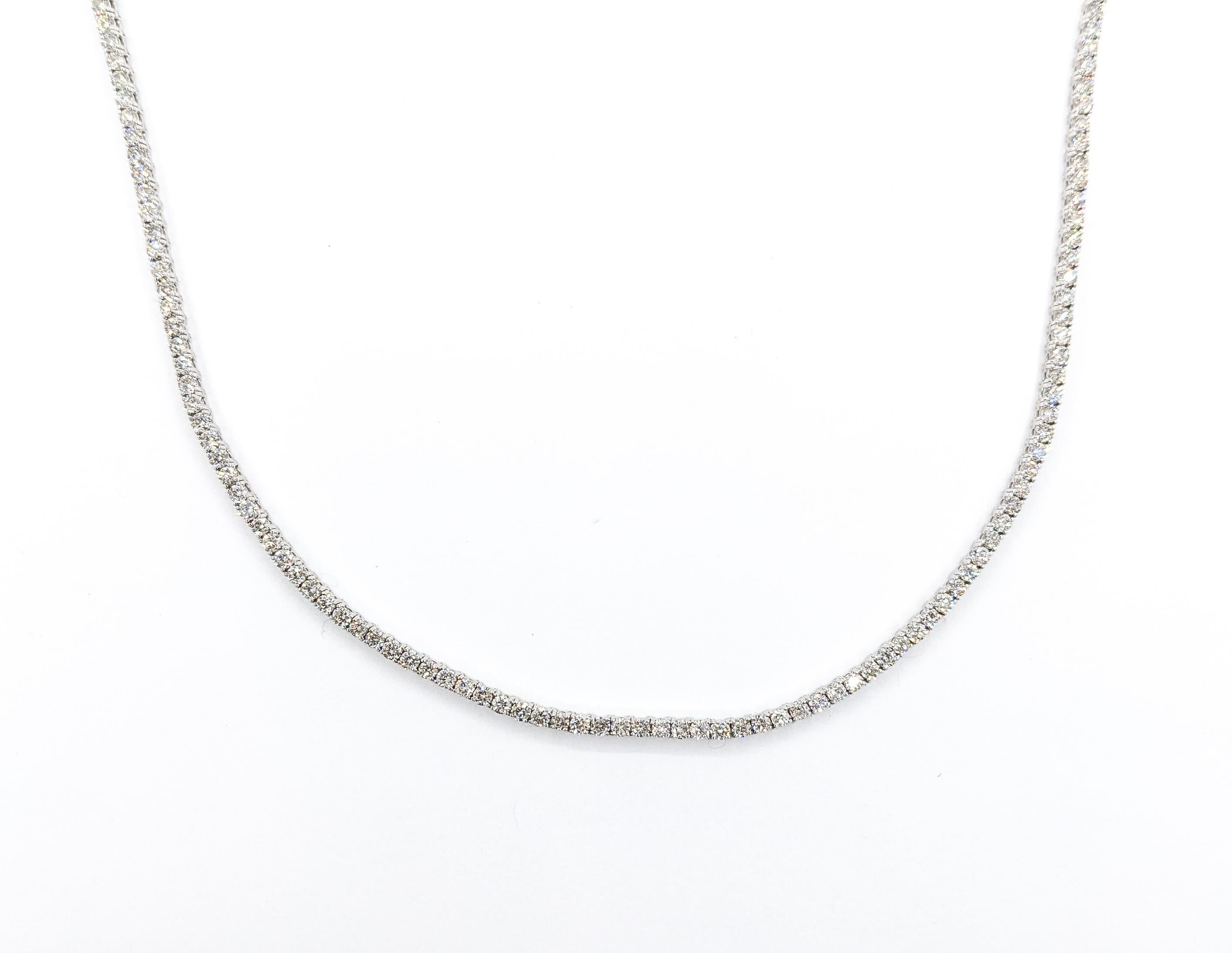 8ctw Diamond Tennis Necklace in White Gold

Experience the allure of sophistication with this magnificent tennis necklace, expertly crafted in 14kt white gold. Adorned with a dazzling array of diamonds totaling 7.97ctw, each stone sparkles with SI-I