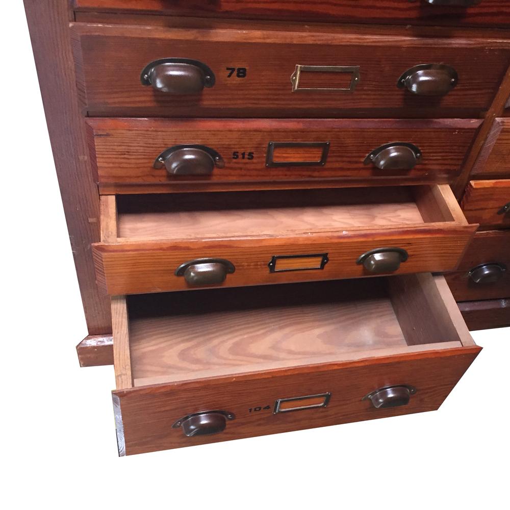 Industrial Antique Oak Printer's Cabinet For Sale