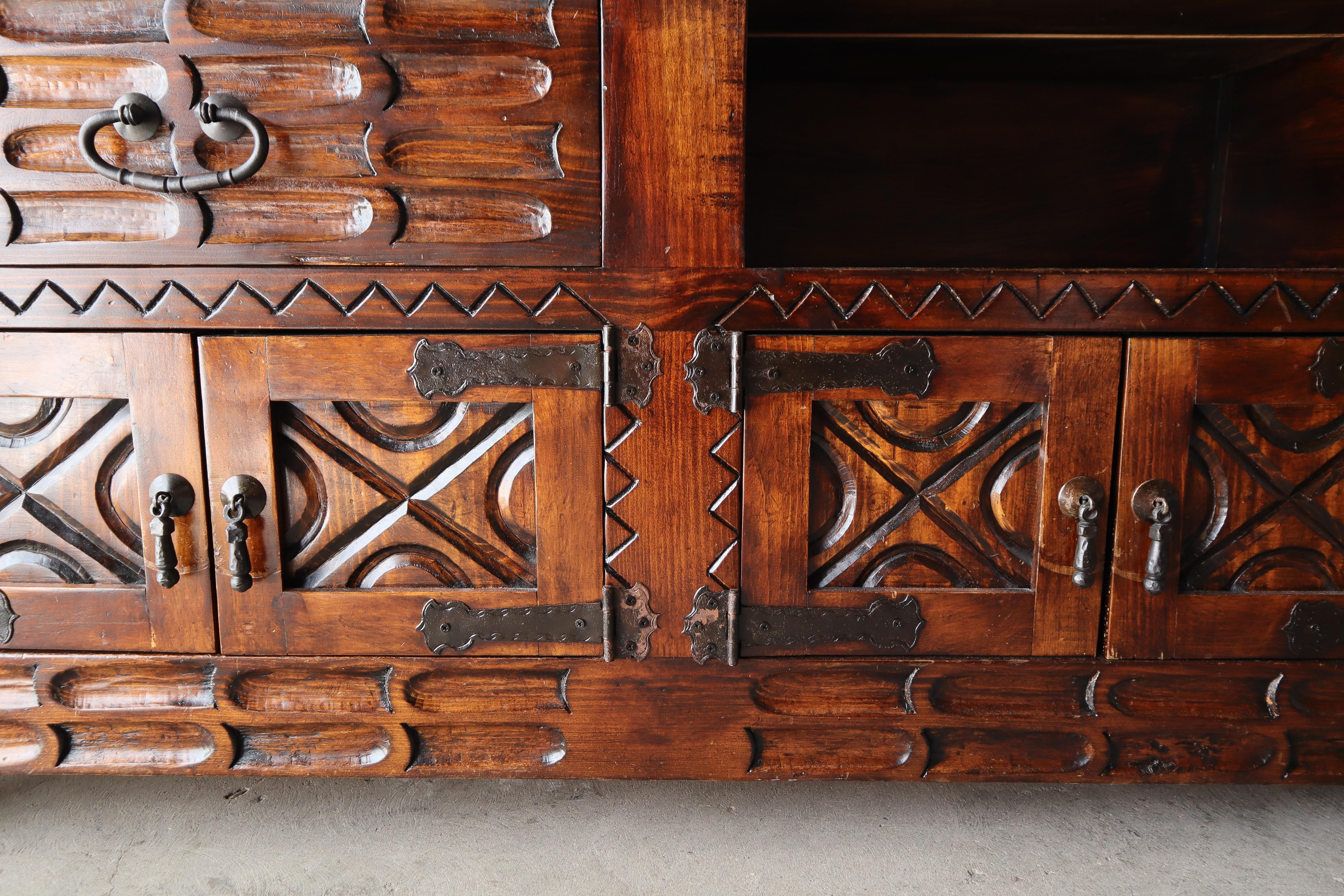 20th Century 8ft Custom Rustic Spanish Style Credenza For Sale