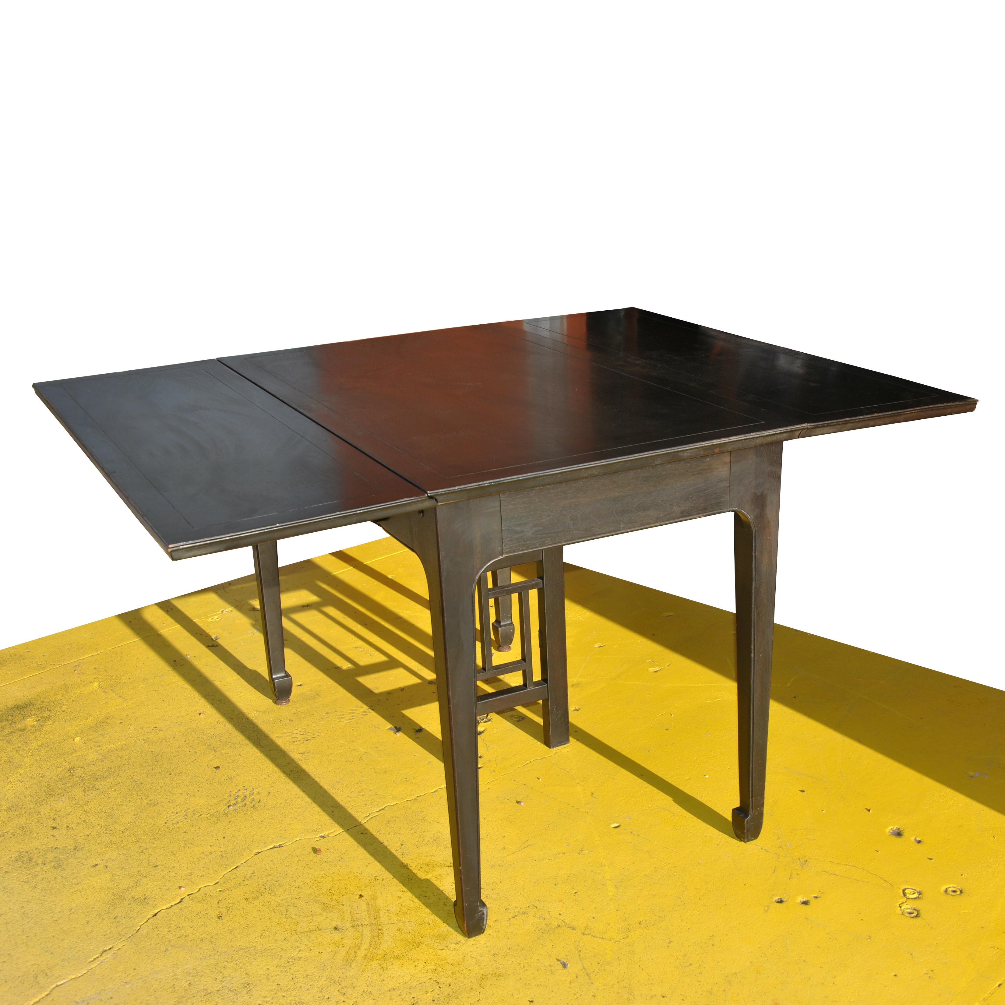 Late 20th Century Expandable Vintage Midcentury Baker Michael Taylor Far East Dining Table For Sale