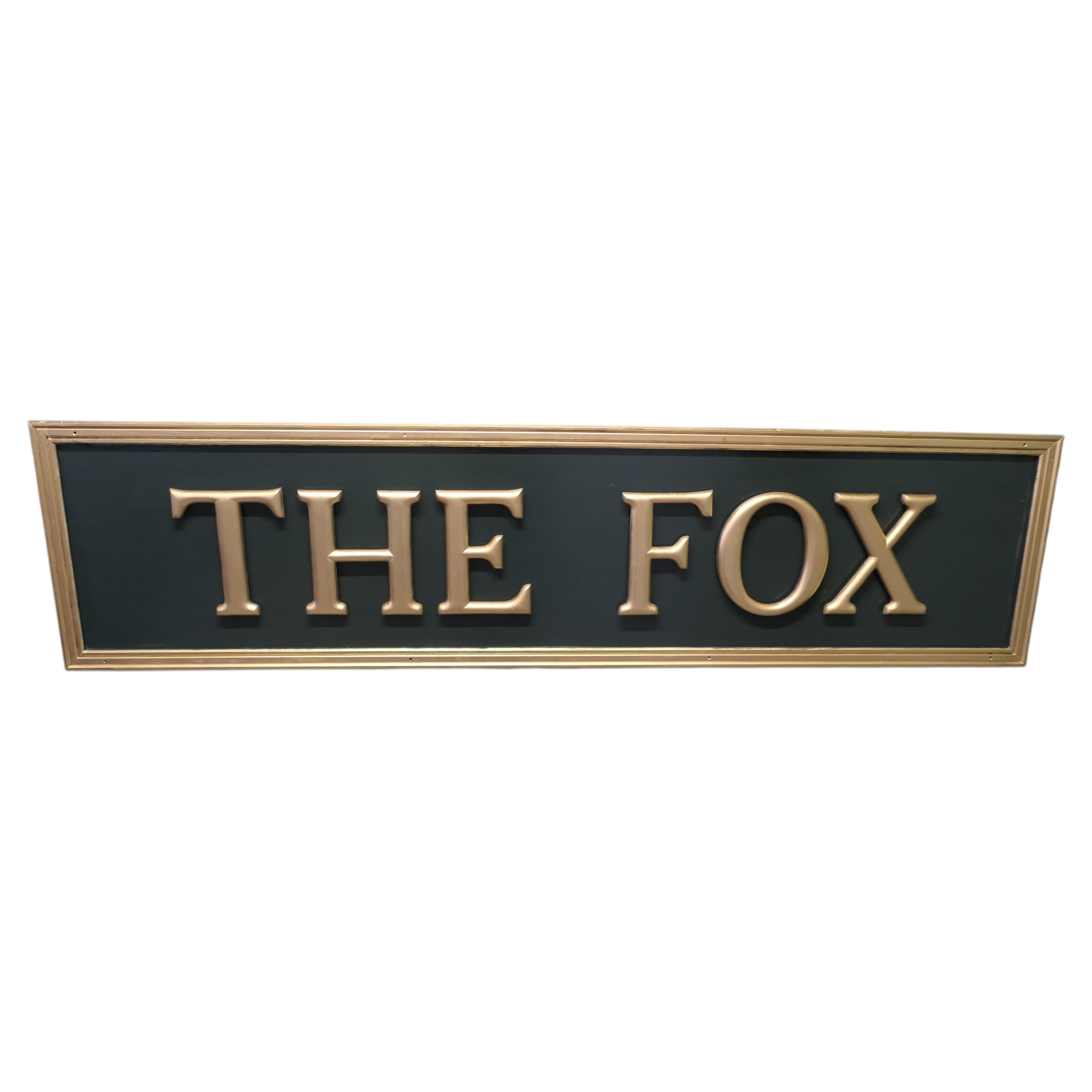8ft Long 3D Pub Sign , Large Gold Lettering “THE FOX”