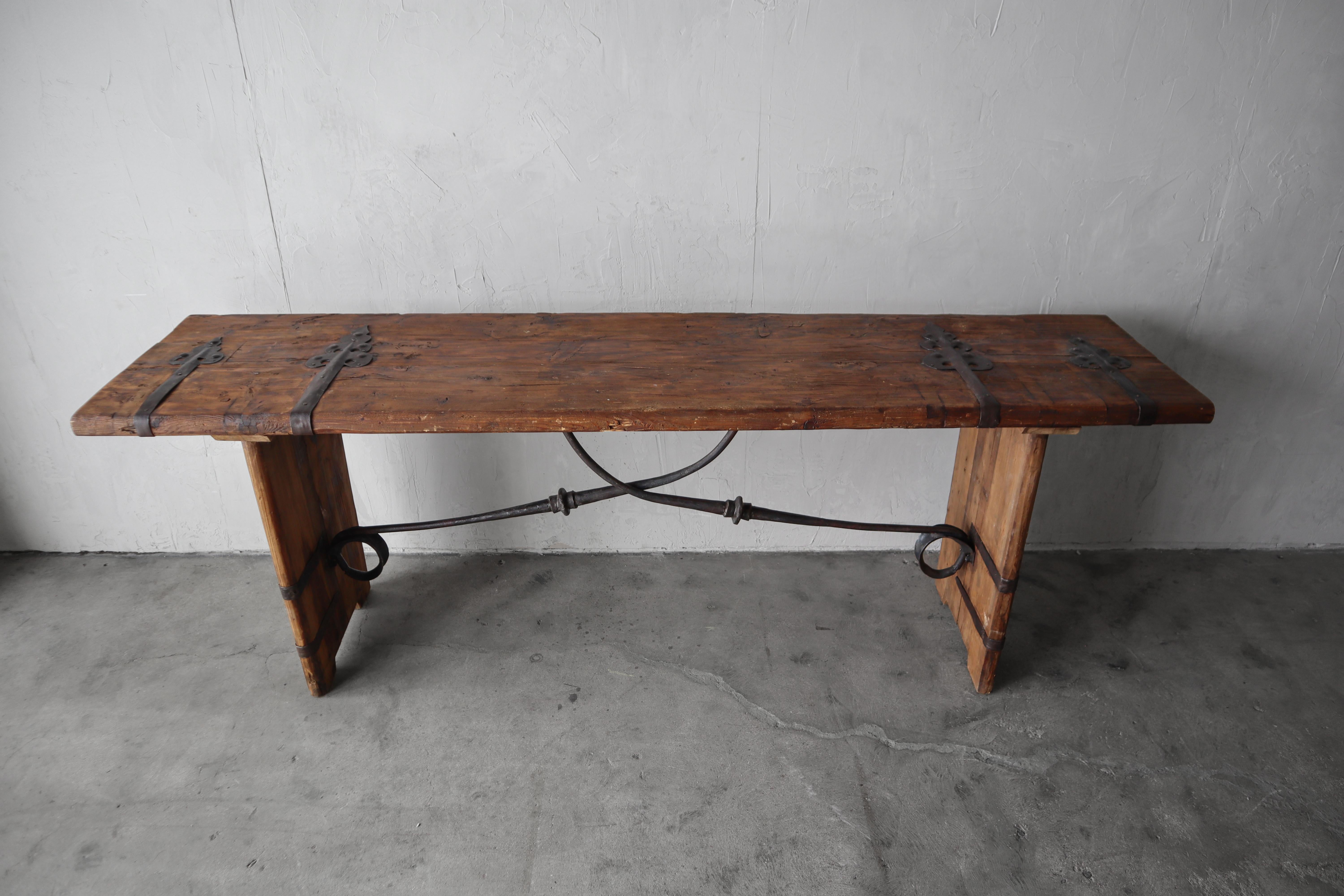 Nice, large rustic console table.  Perfect piece for that entry or large living space in your wabi sabi, rustic or minimalist design.

Table is in good condition with minimal signs of wear from use.  There are natural inclusions and imperfections to