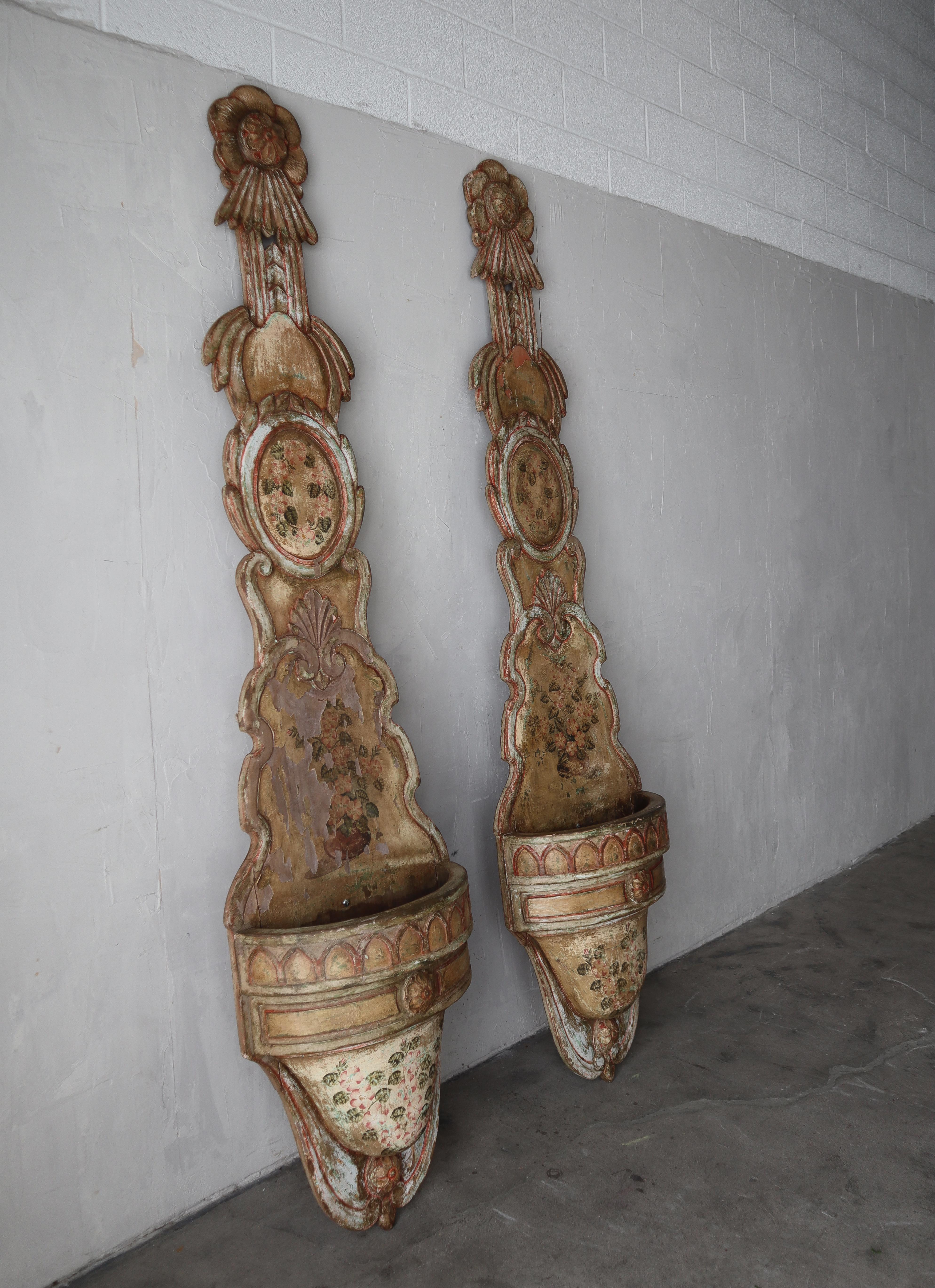8ft Tall Pair of Antique European Wood Jardiniere Planters For Sale 1