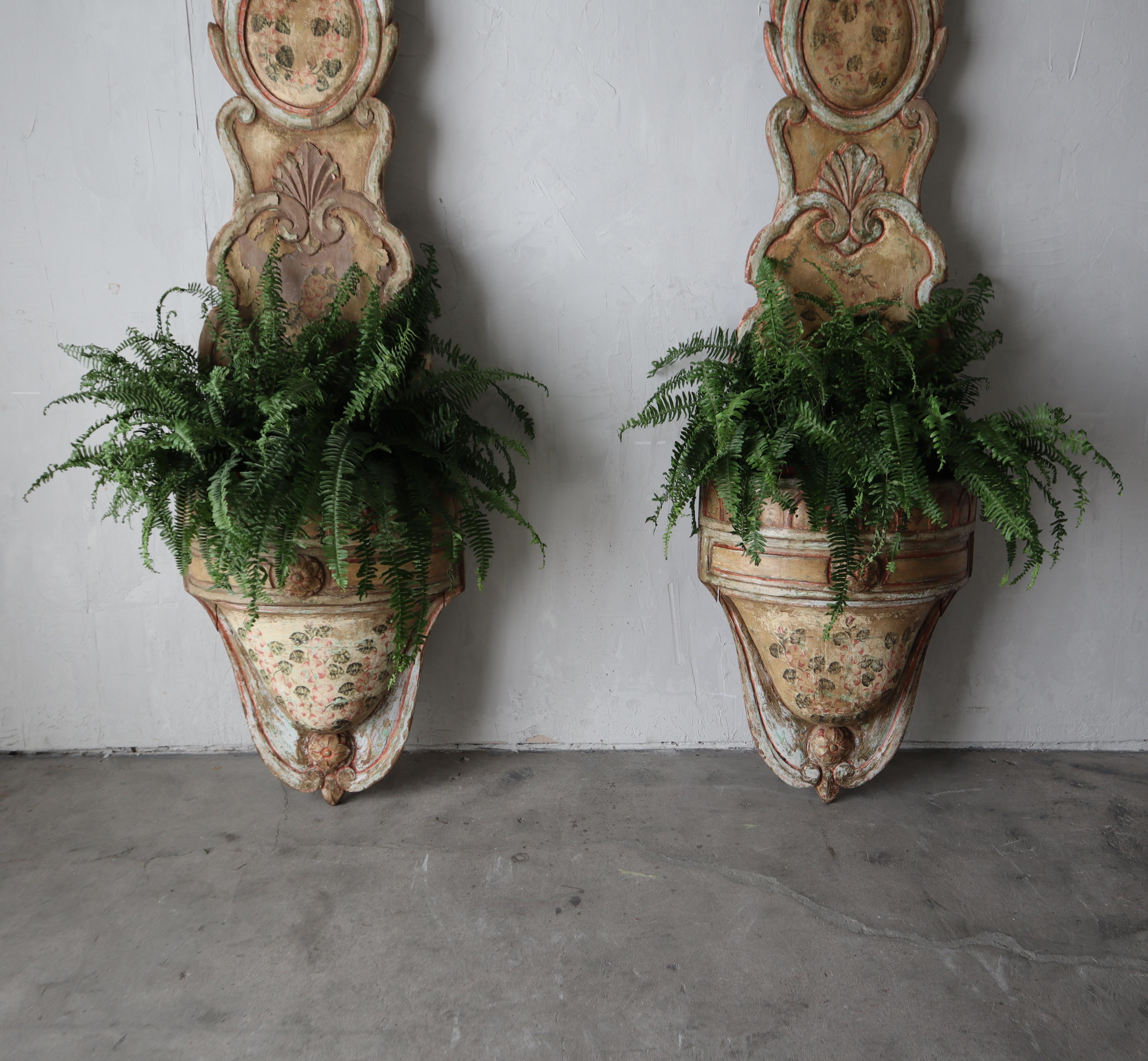 8ft Tall Pair of Antique European Wood Jardiniere Planters For Sale 2