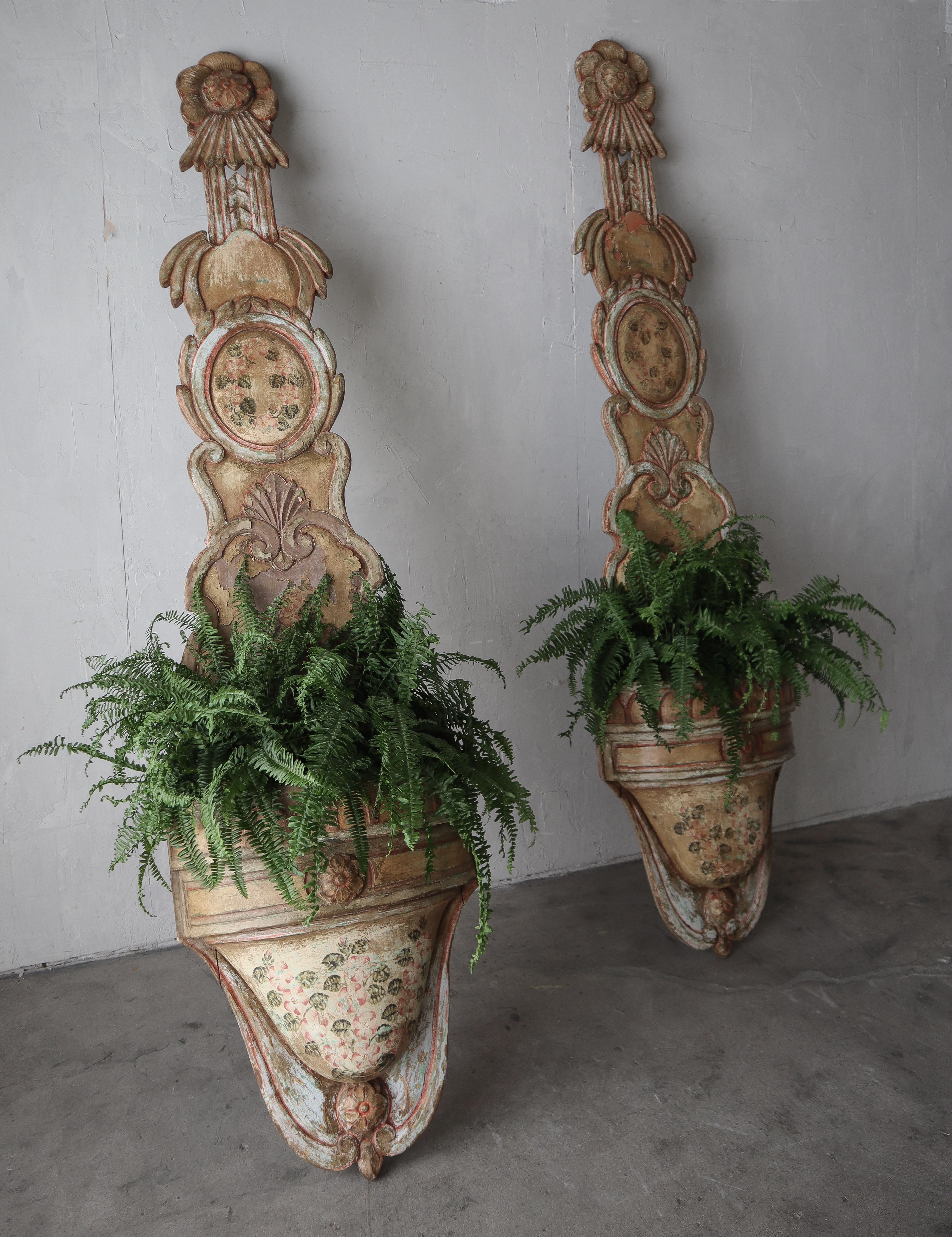 8ft Tall Pair of Antique European Wood Jardiniere Planters For Sale 4
