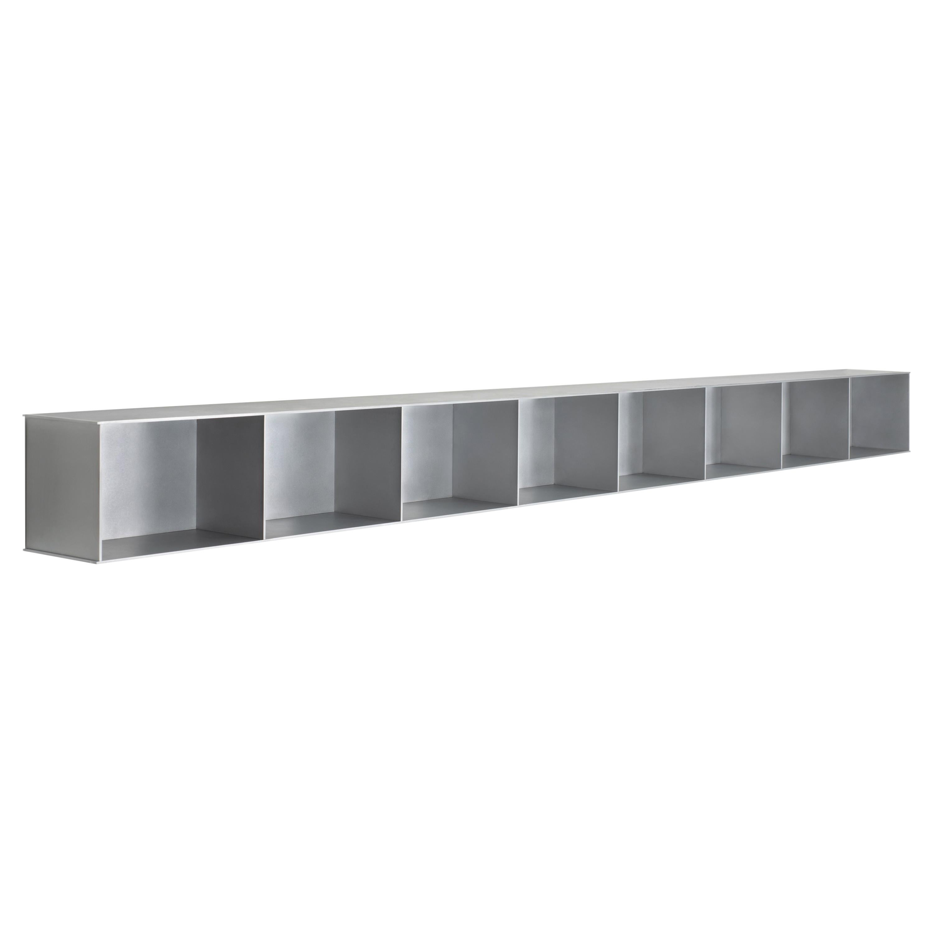 8G Wall-Mounted Shelf in Waxed Aluminum Plate by Jonathan Nesci For Sale