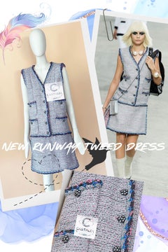 8K$ Cara Delevingne Style New Runway Tweed Dress 42 FR