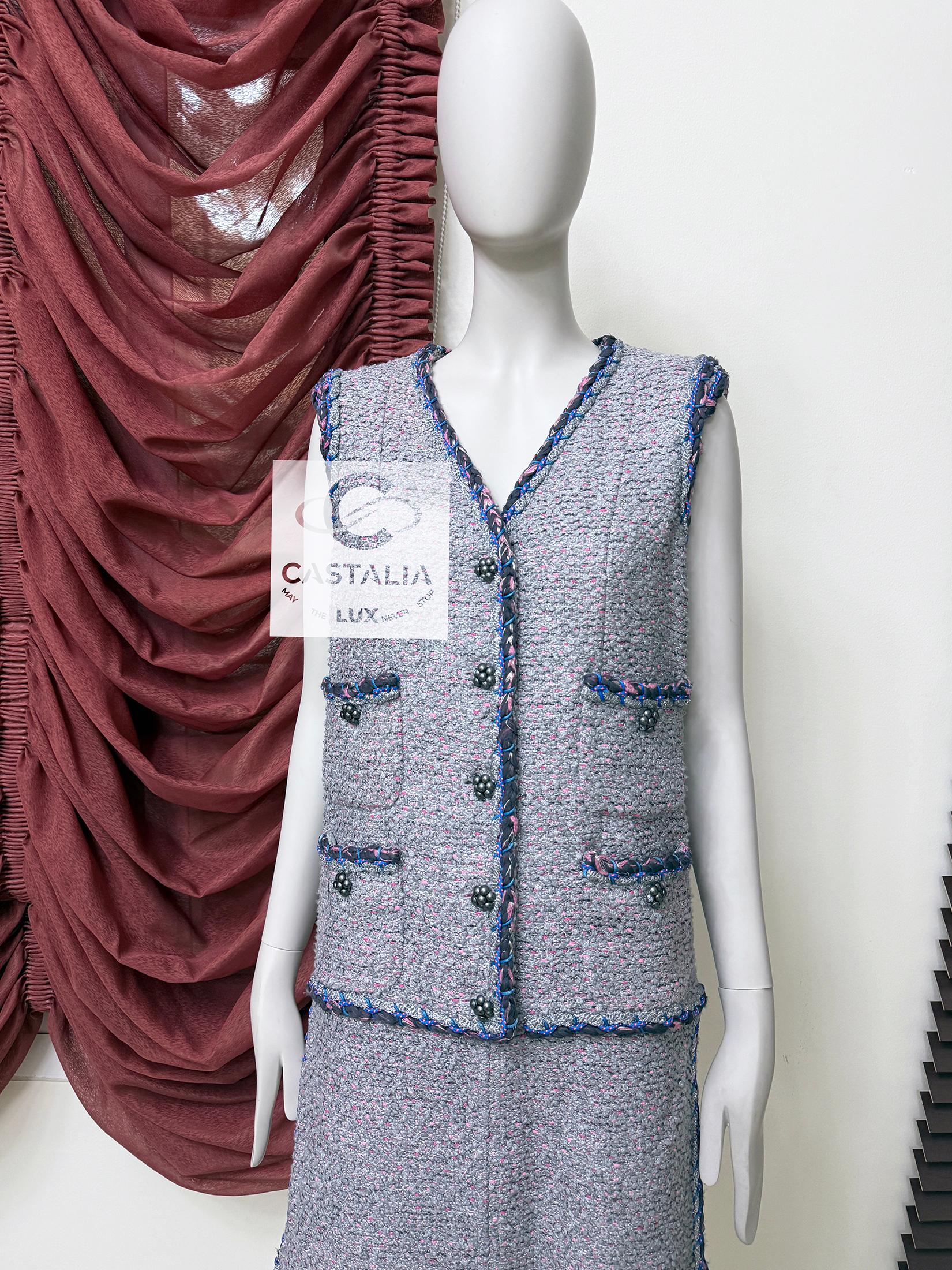 da uomo o donna 8K$ Cara Delevingne Stile Nuovo Abito in Tweed 42 FR