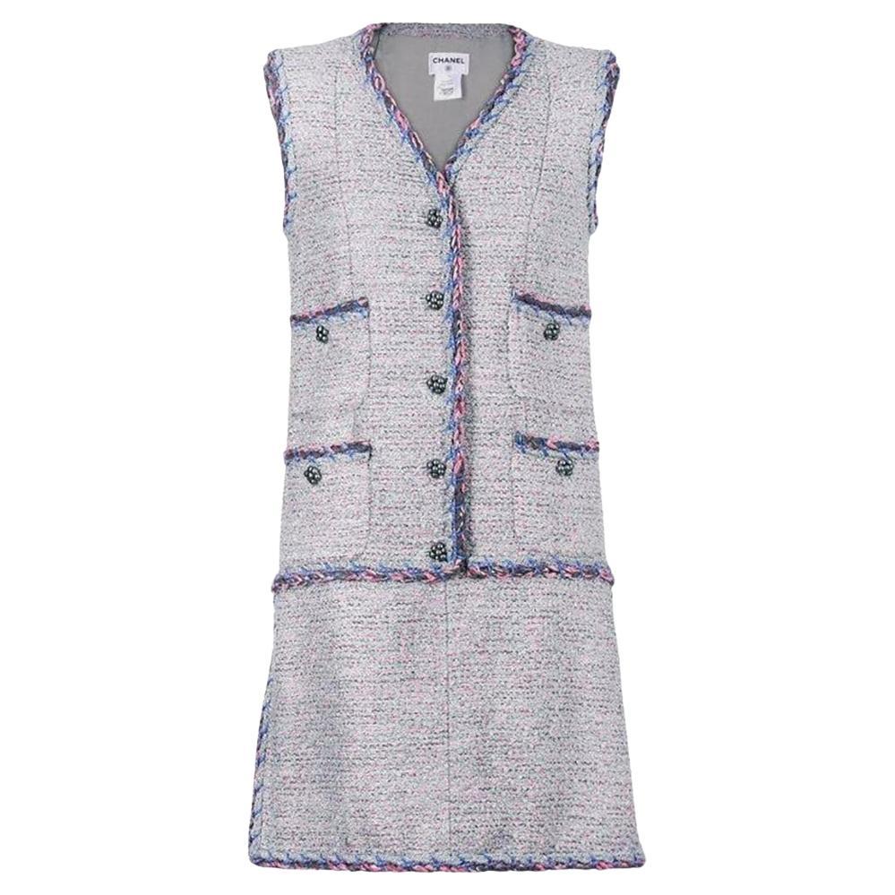 Chanel 8K$ Cara Delevingne Style New Runway Tweed Dress 42 FR