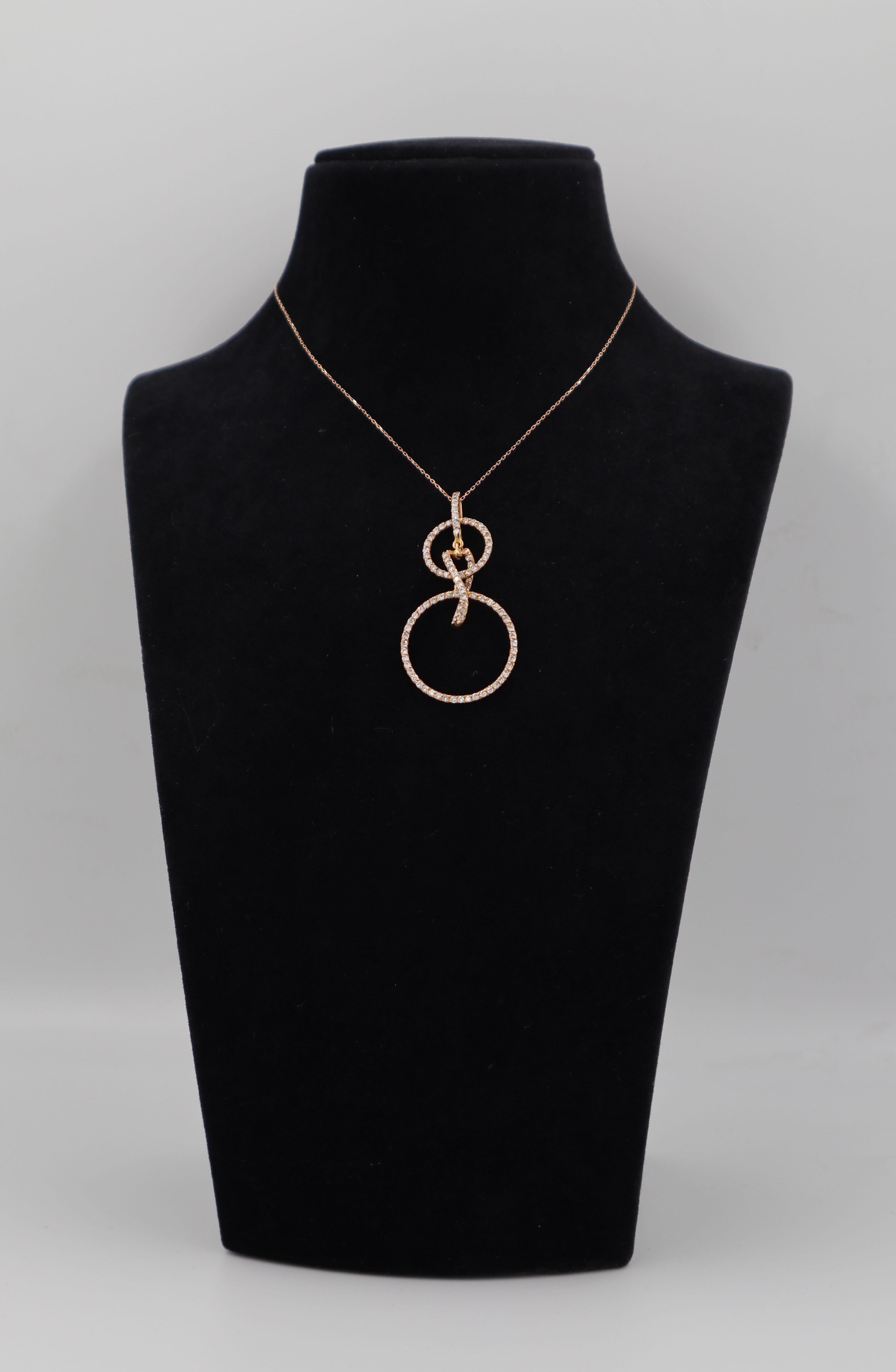 Round Cut 8k Gold Concentric Necklace For Sale
