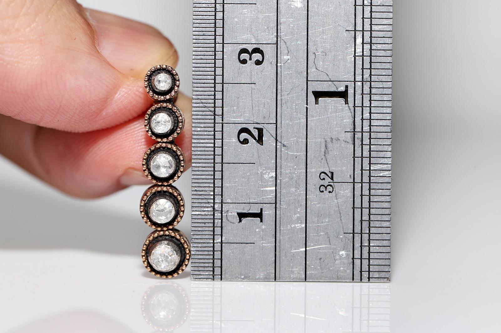 Boucle d'oreille pendante en or 8k ornée de diamants naturels taillés en rose Bon état - En vente à Fatih/İstanbul, 34