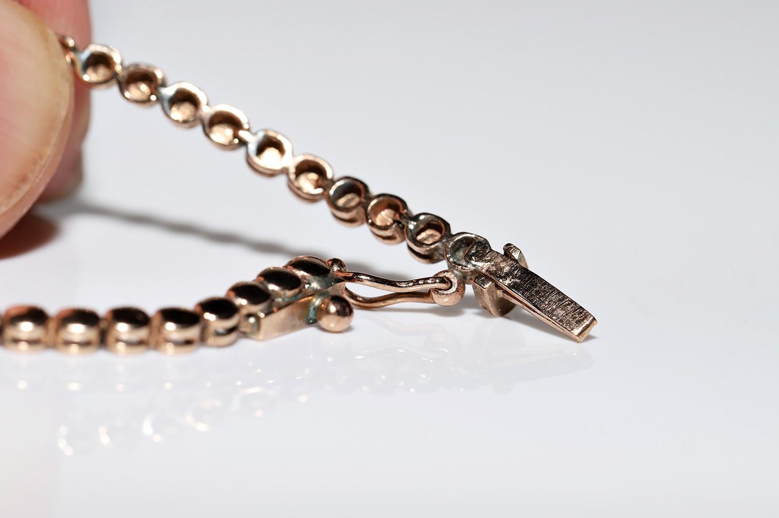 8 Karat Gold Natürlicher Diamant im Rosenschliff Dekorierte Halskette im Angebot 9