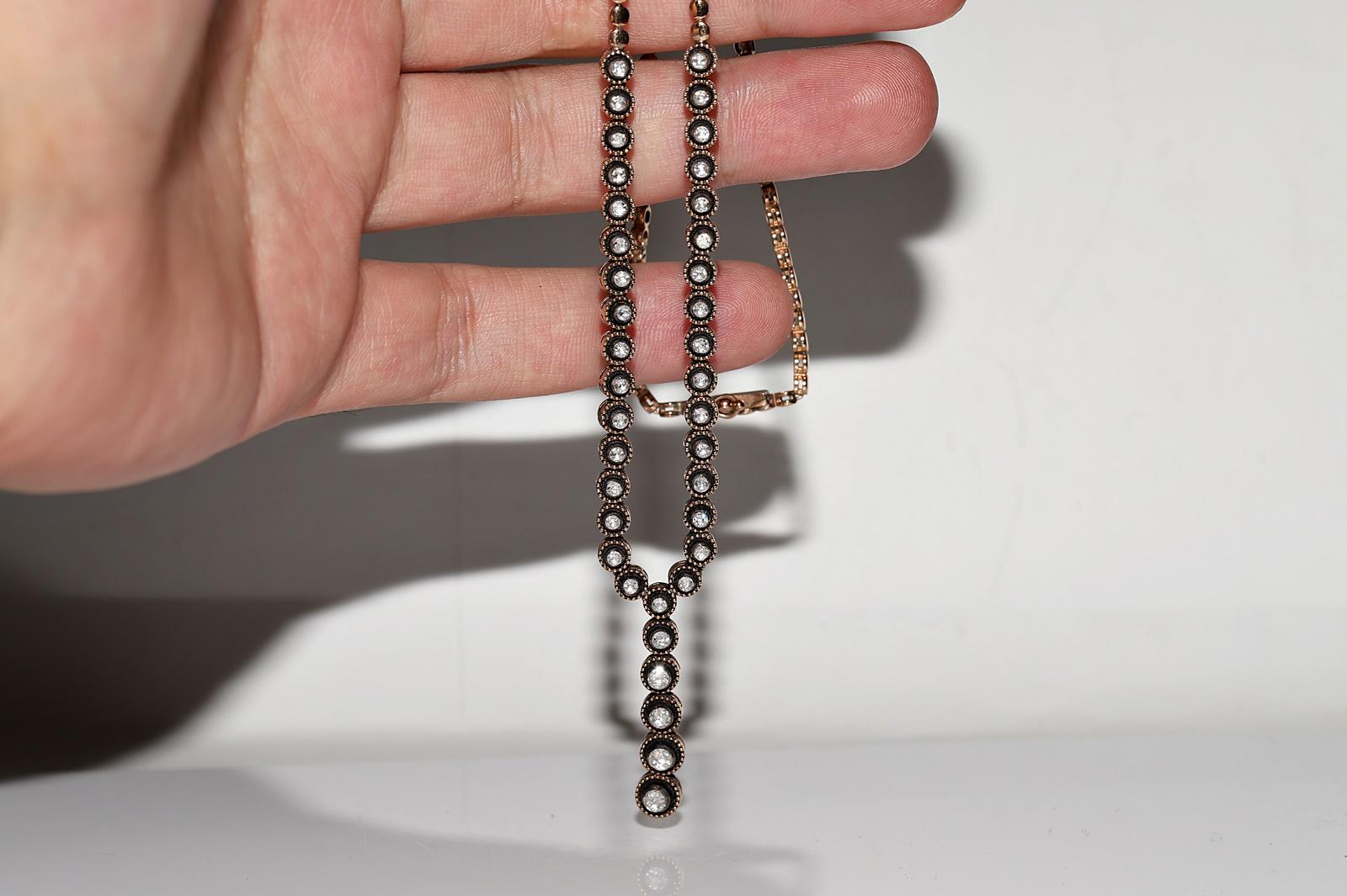 De las mujeres Collar decorado con diamantes talla rosa natural de oro de 8k en venta