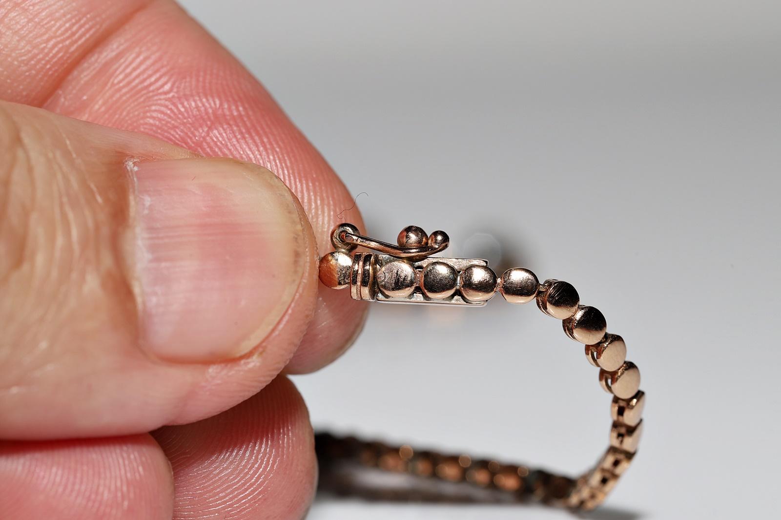 Collar decorado con diamantes talla rosa natural de oro de 8k en venta 2