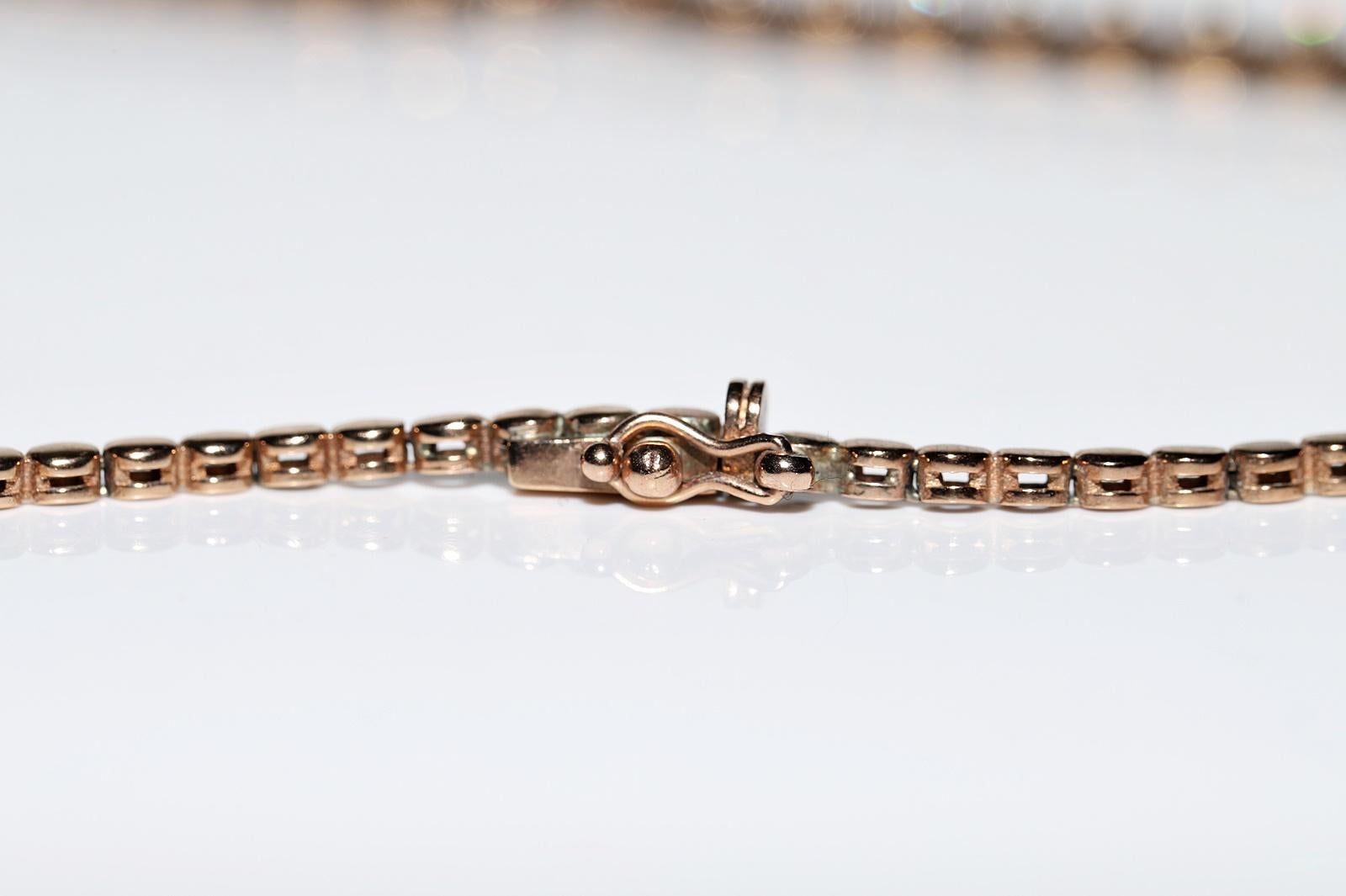 Collar decorado con diamantes talla rosa natural de oro de 8k en venta 3