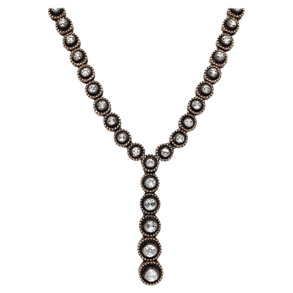 Collana decorata con diamanti naturali taglio rosa in oro 8k