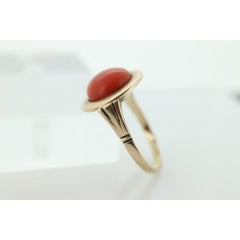 8k Large Round Orange CORAL ring. 8k Bubble Coral Cabochon bezel set Dome statem