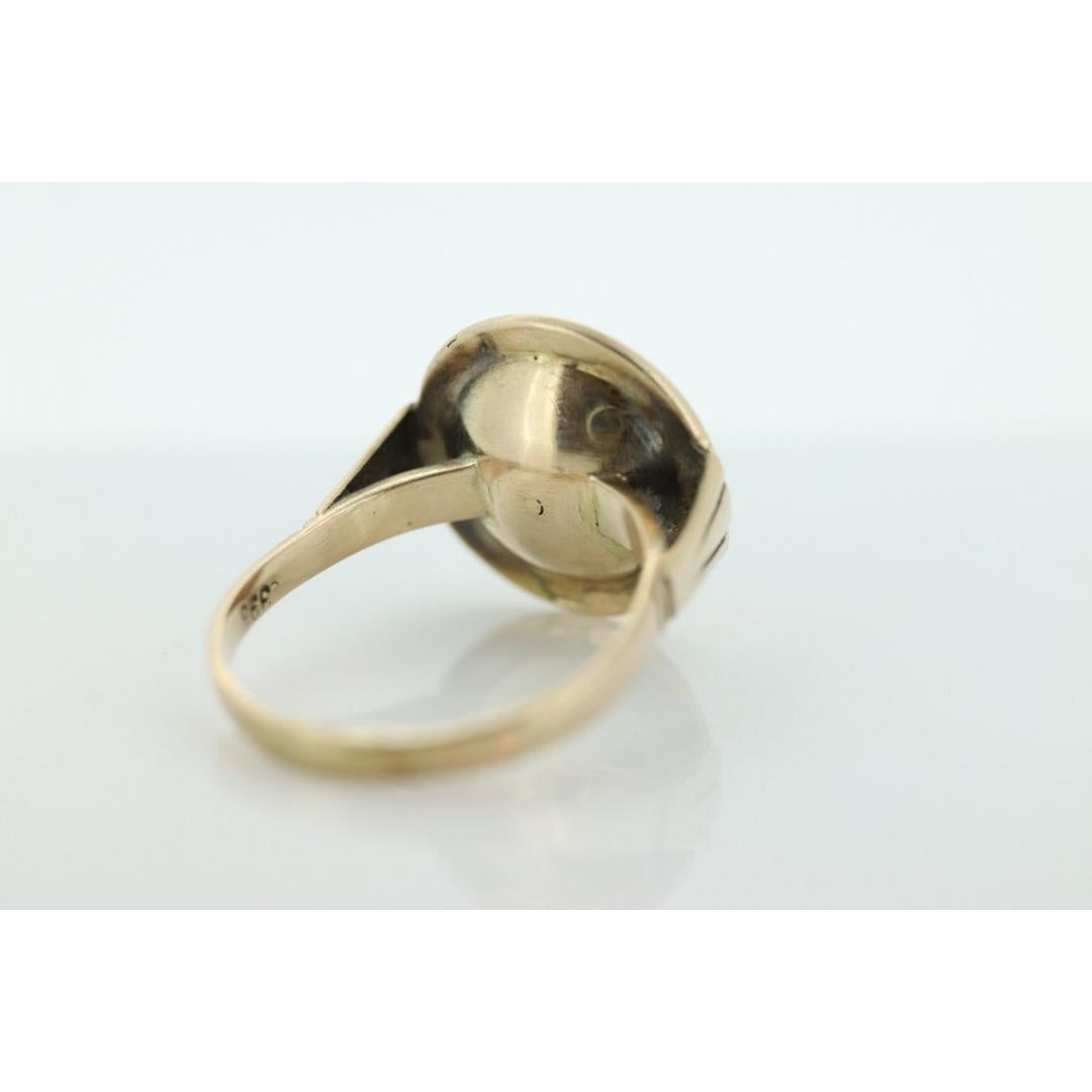 8k Große Runde Orange CORAL Ring. 8k Bubble Coral Cabochon Lünette gesetzt Dome statem (Rundschliff) im Angebot