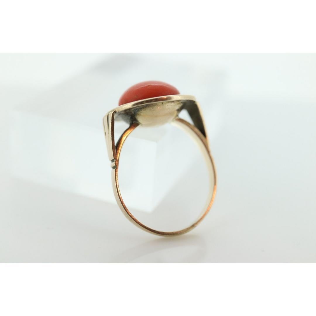 8k Große Runde Orange CORAL Ring. 8k Bubble Coral Cabochon Lünette gesetzt Dome statem im Angebot 3