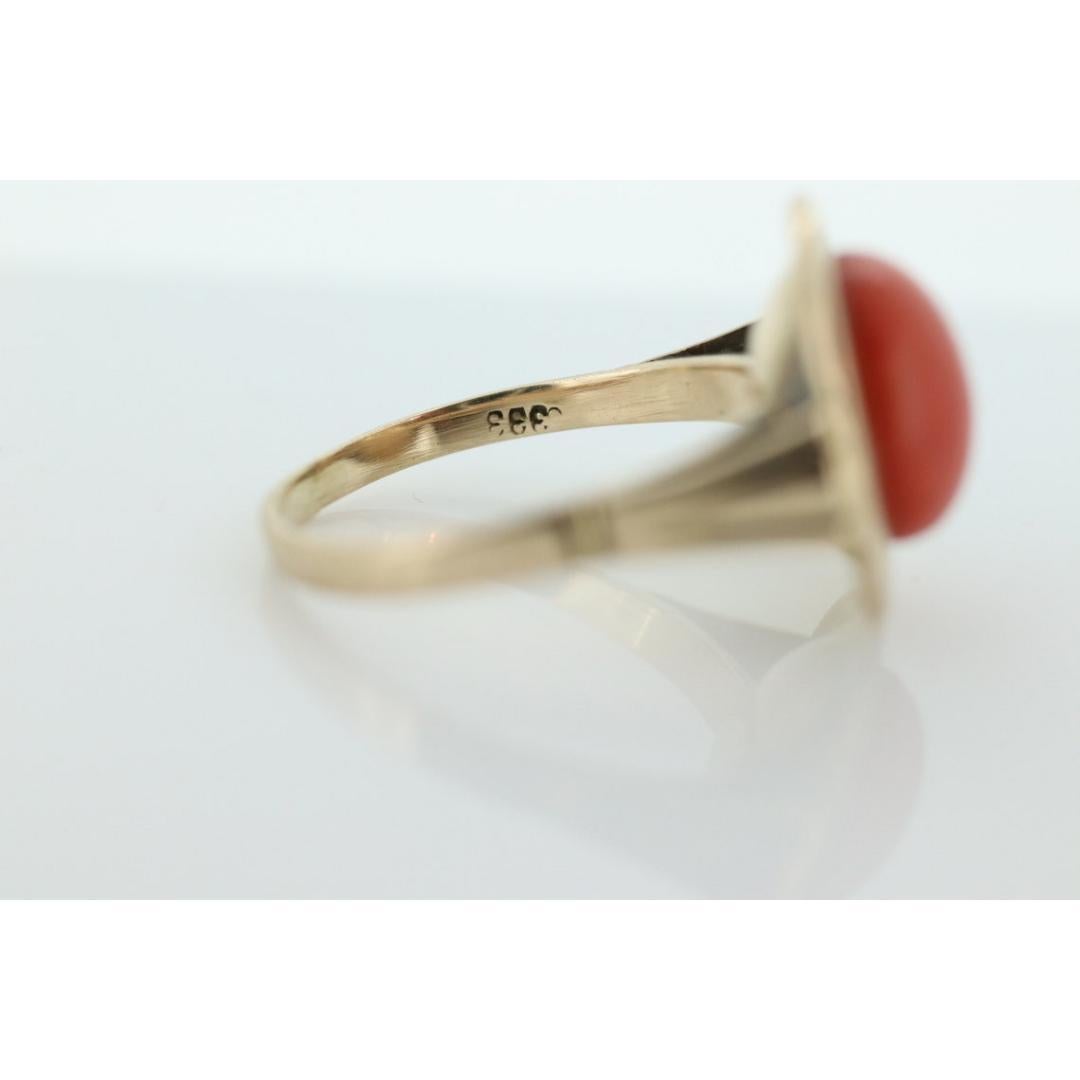 8k Große Runde Orange CORAL Ring. 8k Bubble Coral Cabochon Lünette gesetzt Dome statem im Angebot 4